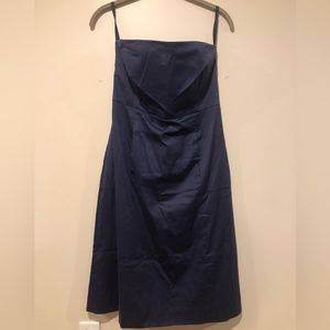 Bergdorf Goodman strapless navy cocktail dress. Size 8